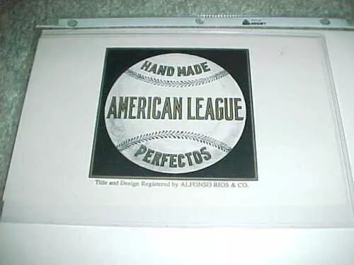 1930s American League Handmade Perfectos Cigar Baseball Label