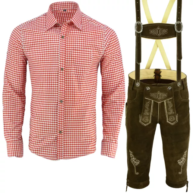 Trachtenset Trachten Set Herren Trachtenlederhose Hemd Trachten Set 46-62 LE2ROH
