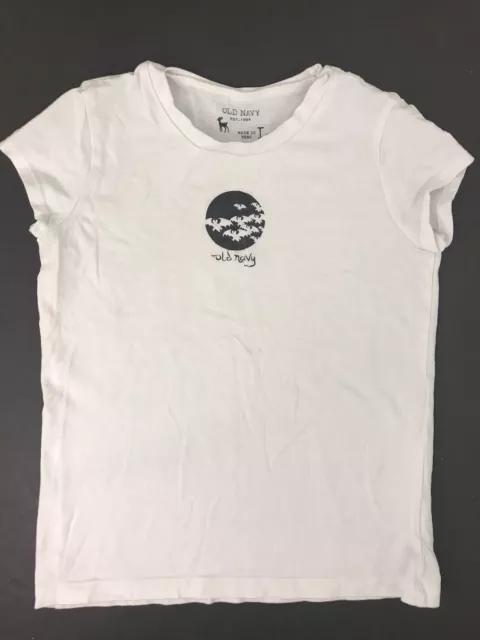 Old Navy Girls Size Large L White Cotton Short Sleeve T-Shirt Top