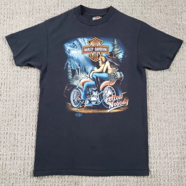 Vtg HARLEY DAVIDSON T Shirt Mens Medium 3D Emblem Black Single Stitch 90s Rare