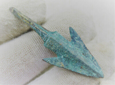 Ancient Roman Longshot Bronzo PUNTA DELLA FRECCIA IMPERIAL Artefatto GUERRA RELIQUIA 