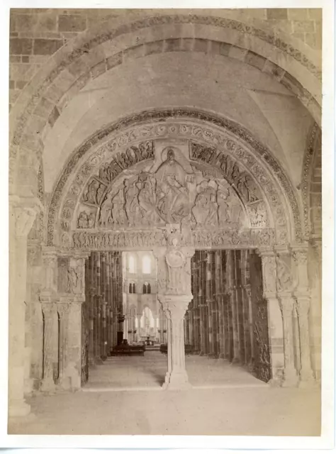 France, Vézelais, Portail de l&#039;Abbatiale Vintage albumen print.  Tirage a