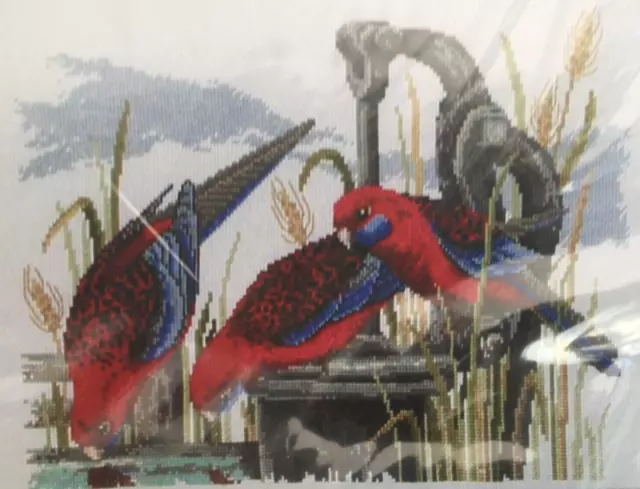 Country Threads CRIMSON ROSELLAS  Counted Cross Stitch Kit   AUSTRALIAN BIRDS