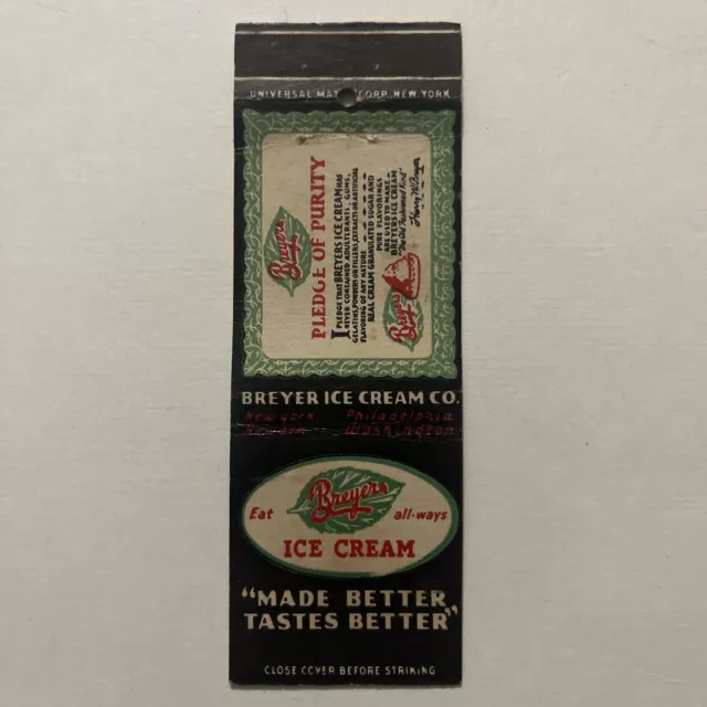 Matchbook Cover, Vintage, Breyer’s Ice Cream Advertising