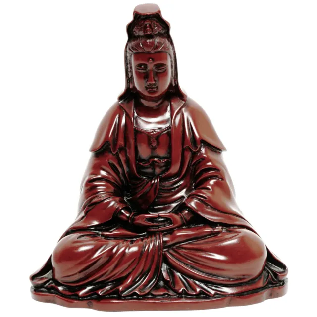 Table Top Buddha Statue Dhyana Mudra Lotus Pose Small 5 Inch Red Polyresin