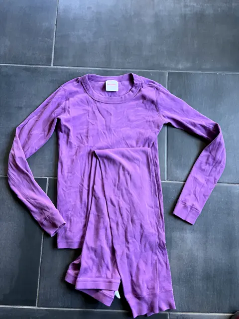Hanna Andersson Girl's Size 150 US 12 Purple Long Johns Pajamas