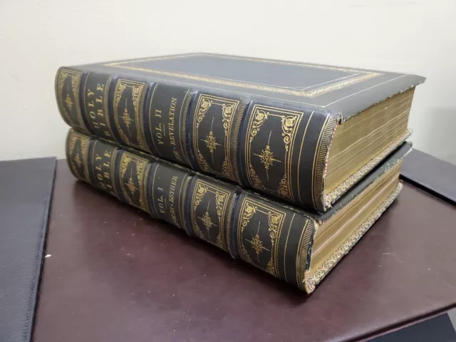 19th Cen. "Devotional Family Bible", by Rev. Alexander Fletcher, 2 Vol. Set