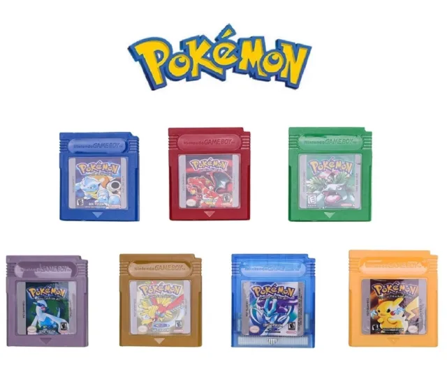 Classic 7 Games For Pokemon Crystal Red Yellow Blue Green Gold Silver GBC..NEW