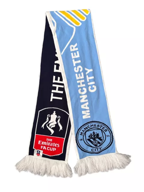 Official Man City Fc V Watford Fc Football Scarf Wembley Fa Cup Final 2019 E