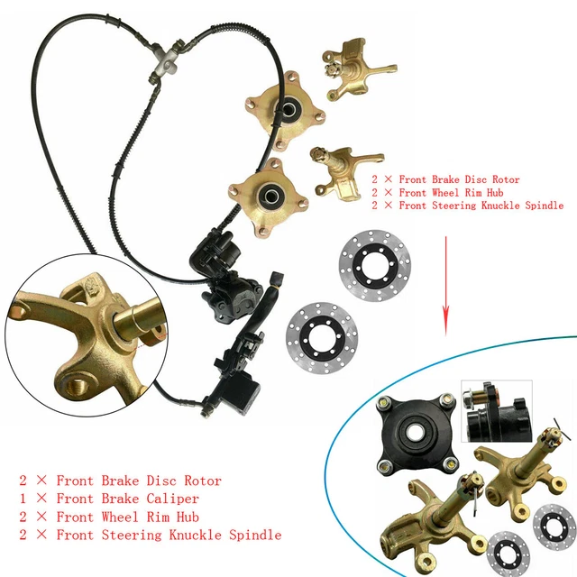 4Stud Front Wheel Hub Steering Knuckle Spindle Brake Disc for ATV Quad 125-250cc