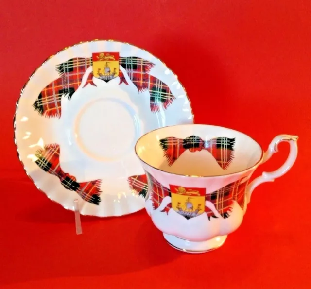 Royal Albert Pedestal Tea Cup And Saucer - 1959 New Brunswick Tartan - England