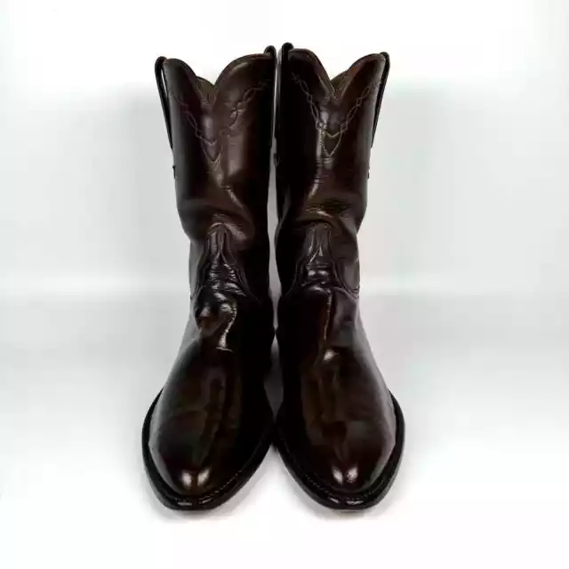 MEN'S LUCCHESE CLASSICS Brown Leather Cowboy Western Roper Boots Size 8 ...