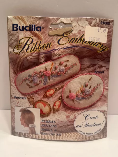 Bucilla Cinta Kit De Bordado Floral Fantasía Broche Juego De Barritas 1994 Lote Antiguo 41005