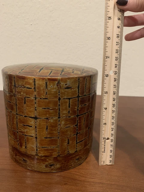Antique BURMESE Lacquer Round Wood Betel Nut Box Container With Four Compartment 12