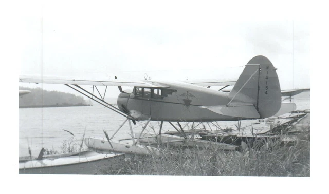 Stinson Reliant Straight Wing Airplane VTG Photograph 5x3.5 Pontoon Water N14154