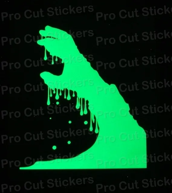 Zombie Dead Hand Small to Large Glow in the Dark Luminescent Stickers Decals