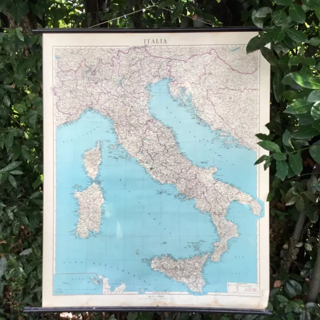 CARTINA CARTA GEOGRAFICA Scolastica Italia Mappa 1975 Officine Grafiche ...