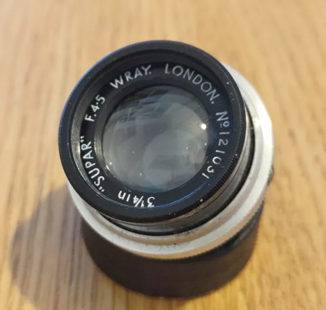 Wray London Supar 3 1/4 Inch f4.5 Old Camera Vintage Manual UK Enlarger Lens