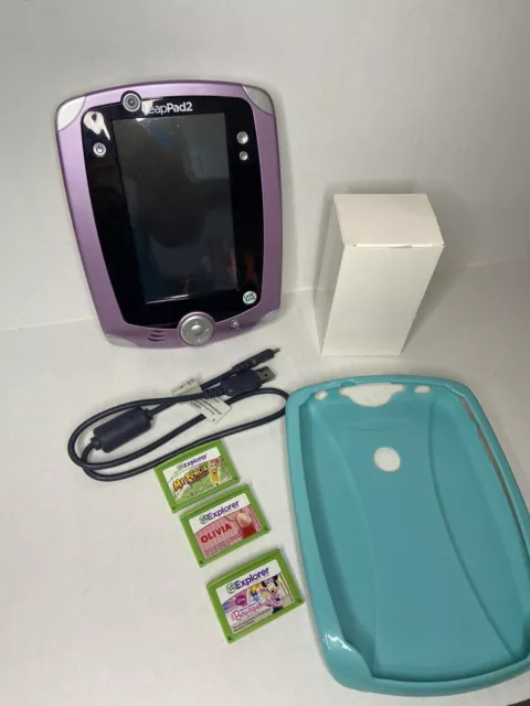 Leapfrog LeapPad 2 Tablet Purple Bundle Power Cord 3 Games Stylus Case Working Leapfrog LeapPad 2 Tablet Purple Bundle Power Cord 3 Games Stylus Case Working