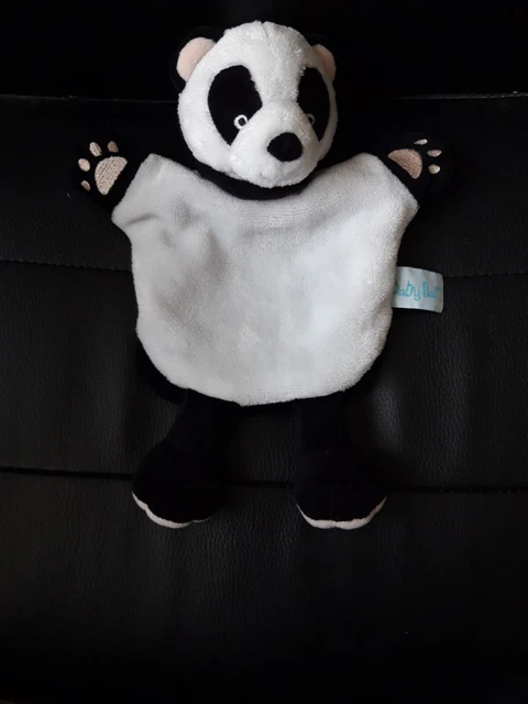 doudou marionnette nature panda blanc noir BABY NAT - TBE