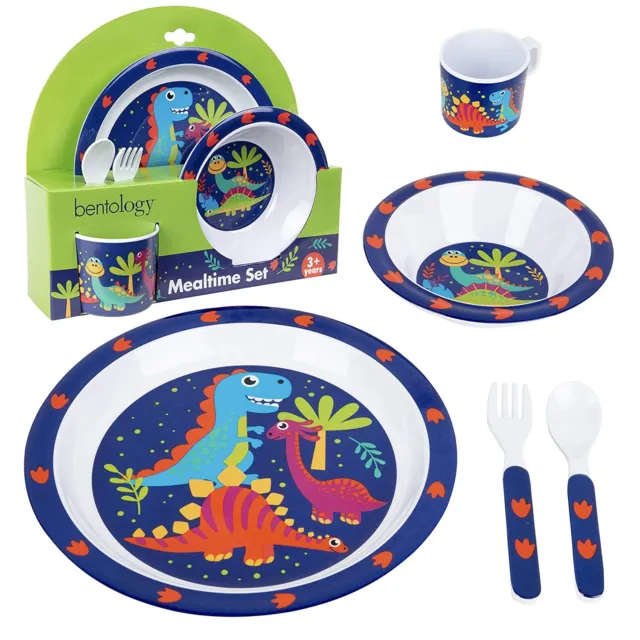 5 Pc Mealtime Baby Feeding Set for Kids and Toddlers - BPA Free - Dino Design
