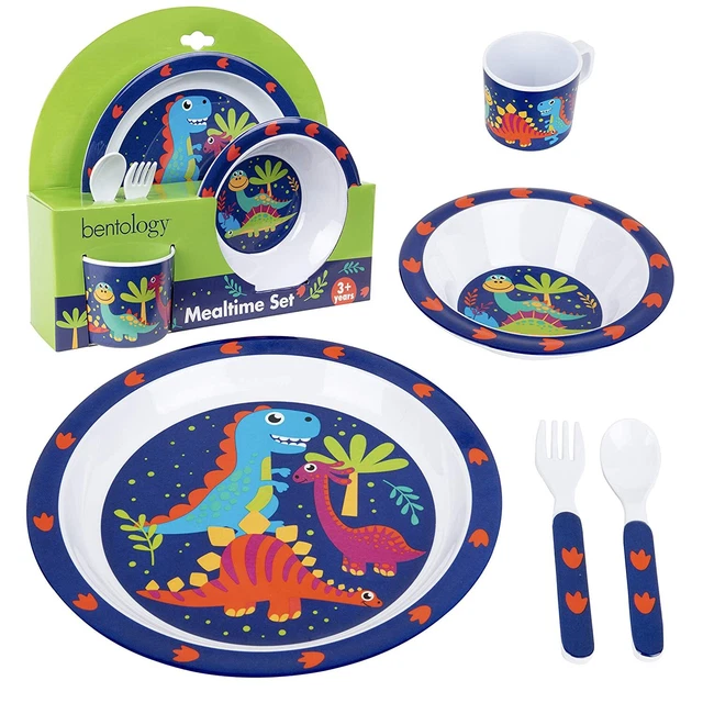 5 Pc Mealtime Baby Feeding Set for Kids and Toddlers - BPA Free - Dino Design