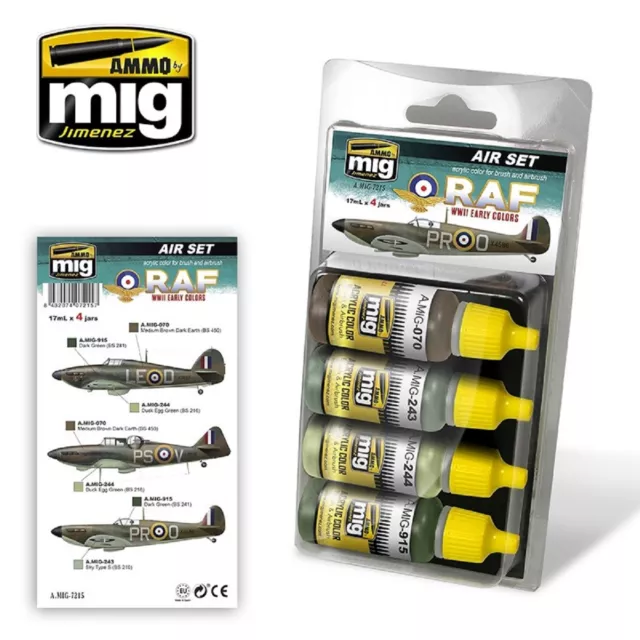 MIG AMMO 7215 Frühe Zweiter Weltkrieg Raf Flugzeug Farbe 4 X Acryl Set Jimenez