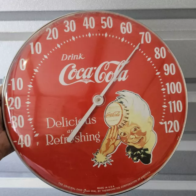 Vintage Drink Coca Cola Delicious And Refreshing 12 Inch Round Wall Thermometer