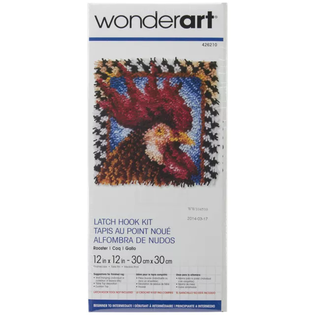 Wonderart Latch Hook Kit 12"X12"-Rooster 426210C