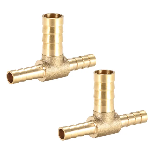 6mm x 10mm x 6mm Brass Hose Reducer Barb Fitting Tee T-Shaped 3 Way Barbed 2pcs