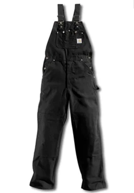 Carhartt Men's Quilt Lined Insulated Zip-Thigh Black Bib Overalls R41 48x32