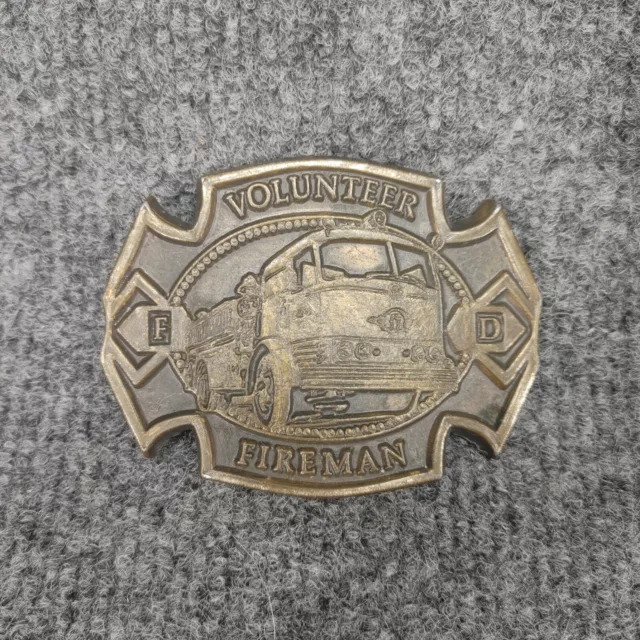 Volunteer Fireman Vintage Style Belt Buckle Fire Fighter Truck First Responder