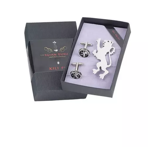 Lion Rampant Kilt Pin & Cufflink Boxed Gift Set
