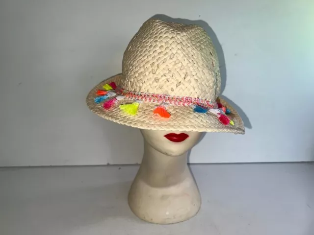 Girls Wide Brim Summer Sun Holiday Beach Hat Uk Size 6-8Yrs Ols-Ht010