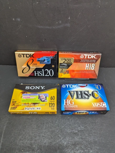 TDK HS120 (2) TDK VHSC (1) Sony HMP 120 (1) Nuevo Sellado