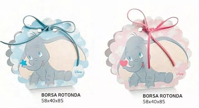 SCATOLINA set 10 pz PORTACONFETTI COMUNIONE COMPLEANNO BATTESIMO DUMBO ELEFANTE