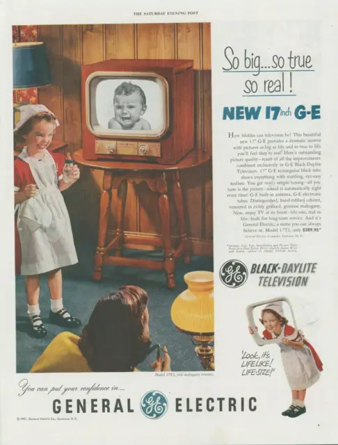 1951 General Electric TV Television On Crying Baby Nurse 17 Vtg Print Ad SP19