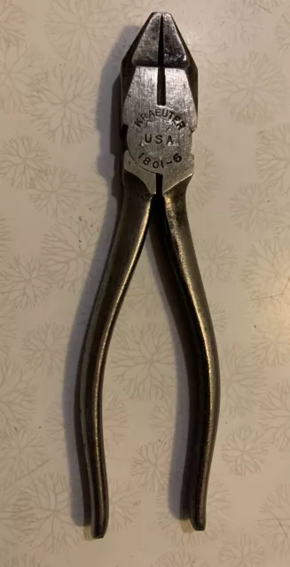 Vintage KRAEUTER No. 1801-6 Lineman Pliers w/Side Cutters 6.5” Made in USA
