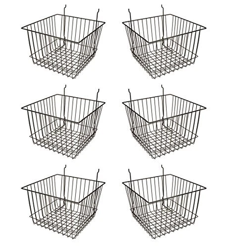 - Black Multi-Fit 12” Deep Wire Basket for Slatwall, Pegboard or Gridwall