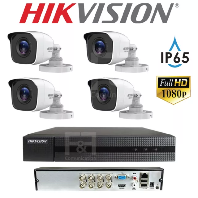 Kit Videosorveglianza Hikvision Full Hd Dvr Xvr 8 Telecamere 4 Bullet Ip65 2.8Mm