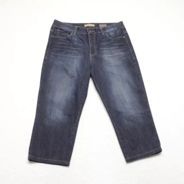 Nine West Vintage Boho Women's Size 12 Blue Capri Dark Wash Stretch Denim Jeans