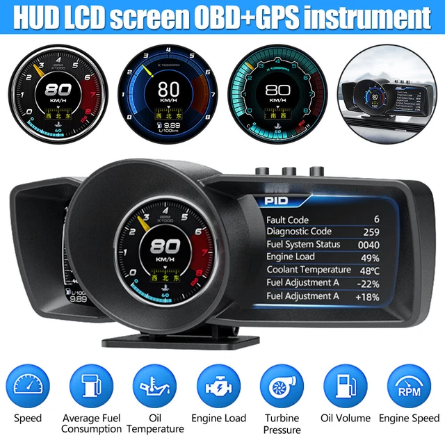 HUD De Carro: 2024 OBD2 GPS Heads Up Display, Fit Universal