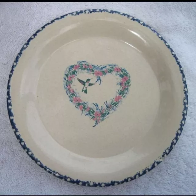 Home & Garden Party Hummingbird Heart Pattern Stoneware Salad Plate Discontinued