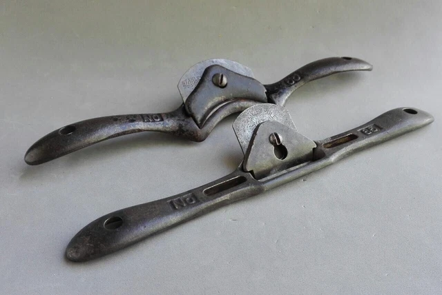 Antique Lot 2 Stanley Spoke Shave Woodworking Tool block Planer Scraper Shaper