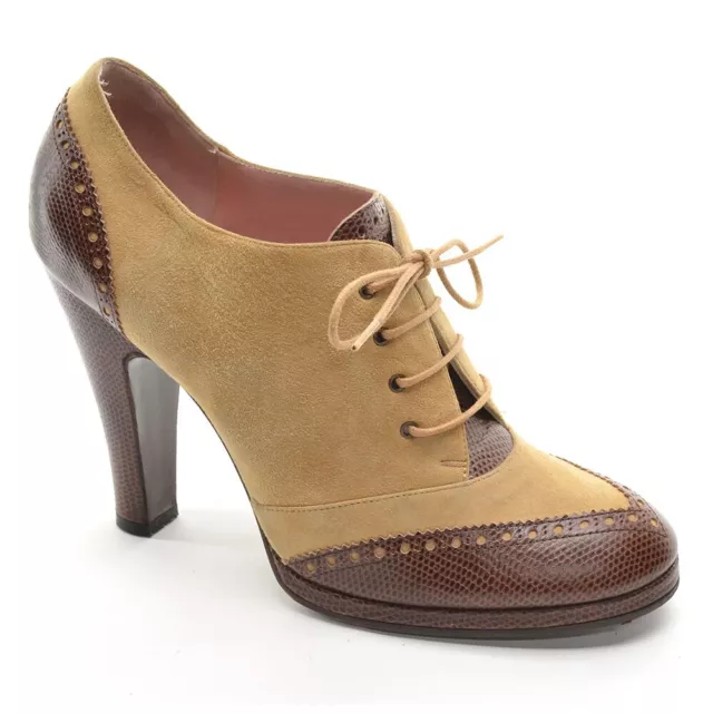 Womens Marc Jacobs Perforated Lace Up Pumps 40.5 / 10 Brown Beige Booties Shoes