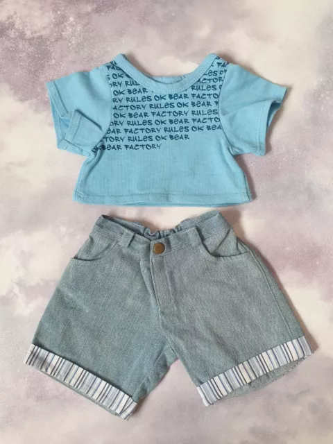 Build A Bear,Vintage Bear Factory, Blue Jeans & Blue T-shirt. B 396