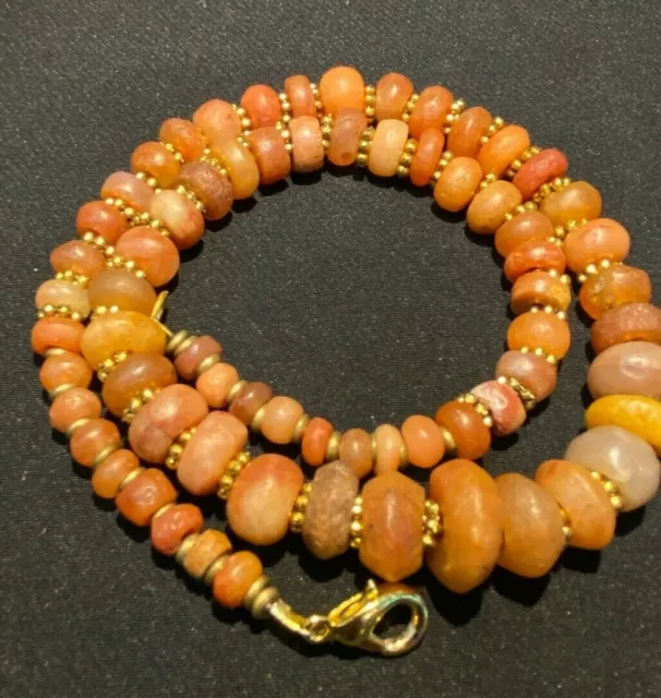 Dzi Antique Indo Tibetan Nepali Himalayan Carnelian Jewelry Old Beads Necklace