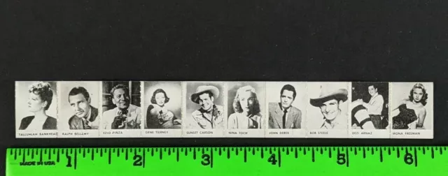 Vintage (Lot 10) 1950 Movie Film Stage Stars Actor Actress R423 Micro Card Strip