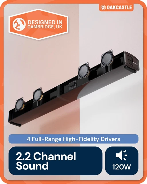 SPLIT SOUND BAR for TV - Wireless Bluetooth, Surround Sound, Compact ...