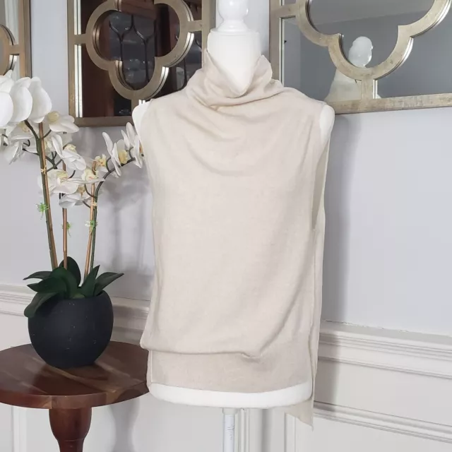 BROCHU WALKER Wool & Linen Asymmetrical Cowl Neck Sleeveless Sweater SMALL